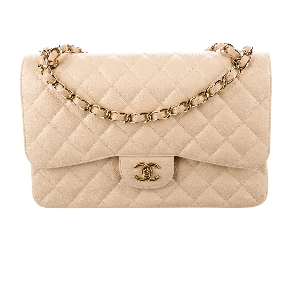 Chanel Medium Caviar Classic Double Flap Bag Beige